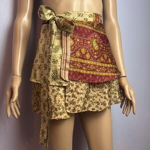 Silk Multicolor Wraparound Boho Skirt